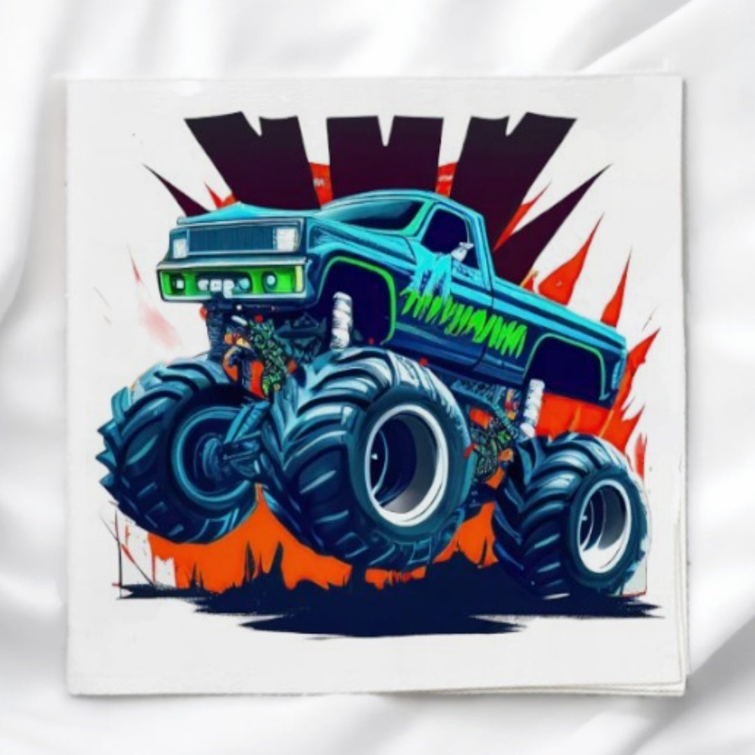 Monster Truck Fabric Panel Quilt Block