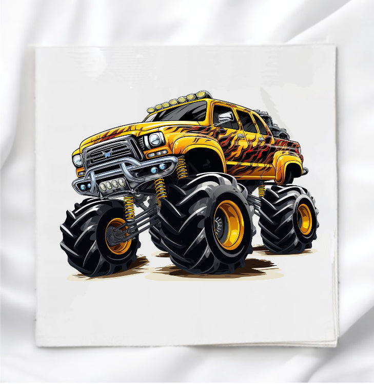 Monster Truck Fabric Panel Quilt Block