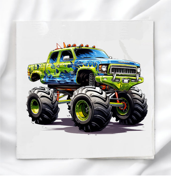Monster Truck Fabric Panel Quilt Block