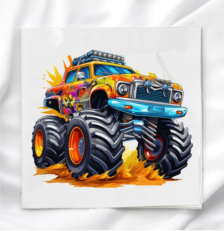 Monster Truck Fabric Panel Quilt Block