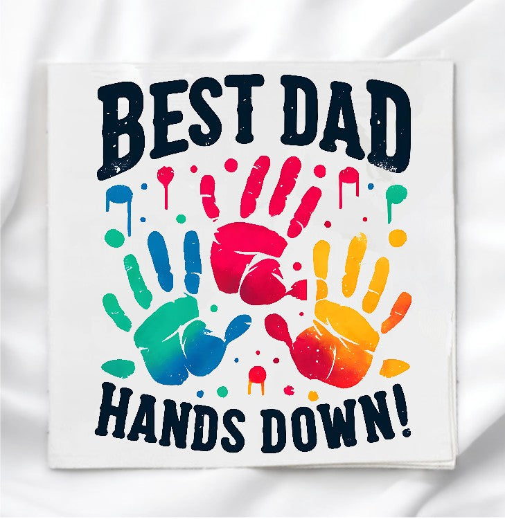 Best Dad Hands Down Fabric Panel Quilt Block
