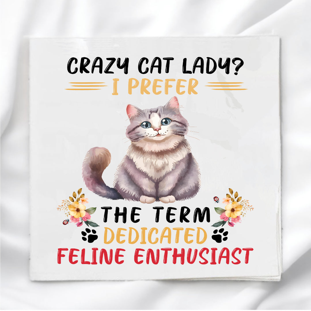 Crazy Cat Lady Humor Fabric Panel Quilt Block