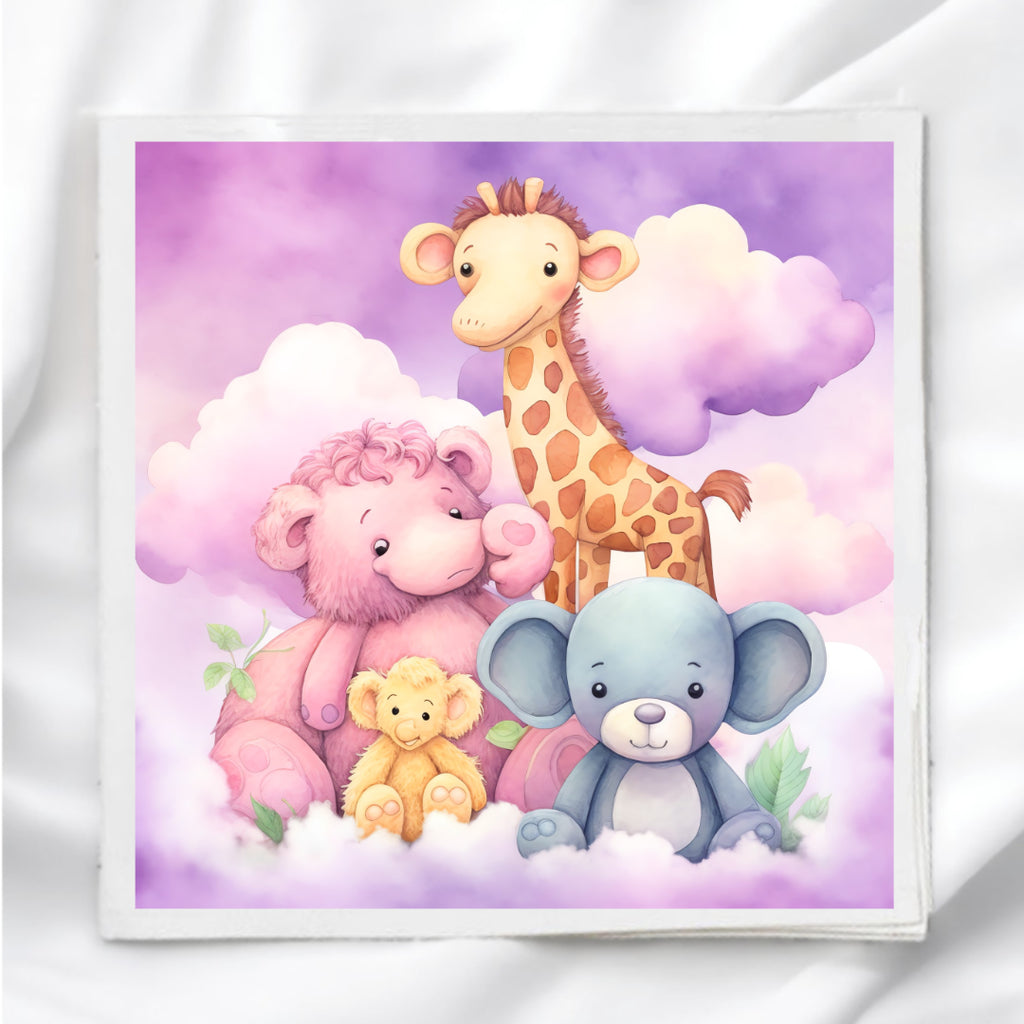 Baby Nursery Animals Fabric Panel Quilt Block