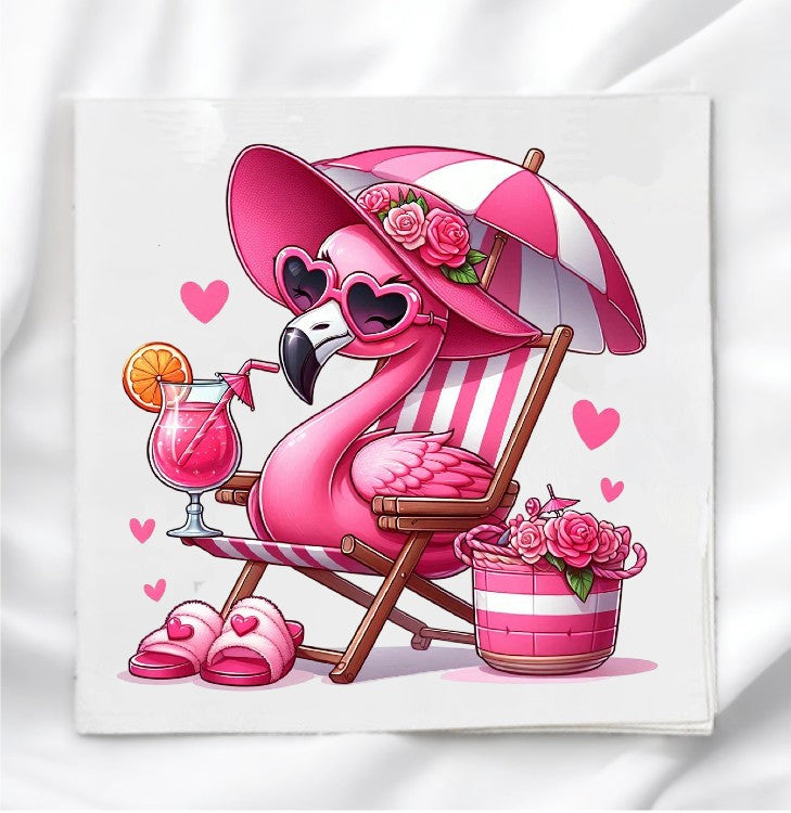 Summer Flamingo Fabric Panel Quilt Block