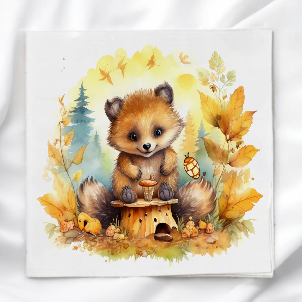 Baby Fox Woodland Fabric Panel Quilt Block