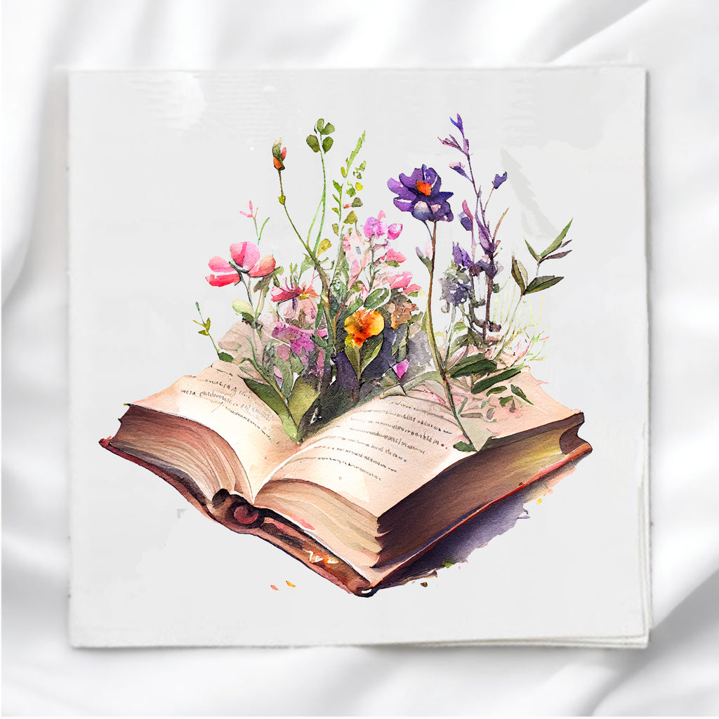 Floral Book Fabric Panel Quilt Block