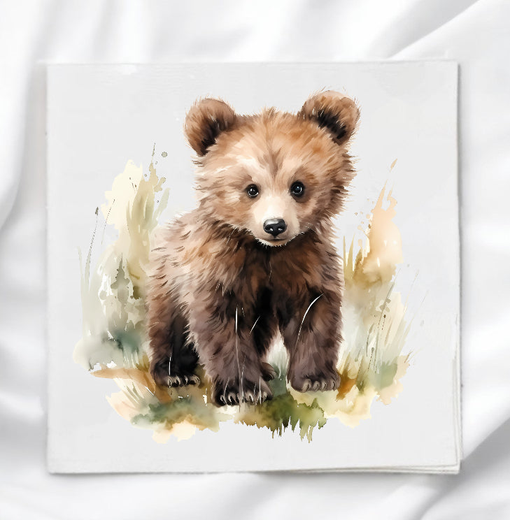Woodland Baby Bear Fabric Panel Quilt Block